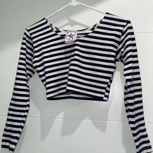 Striped Long Sleeve Crop Top